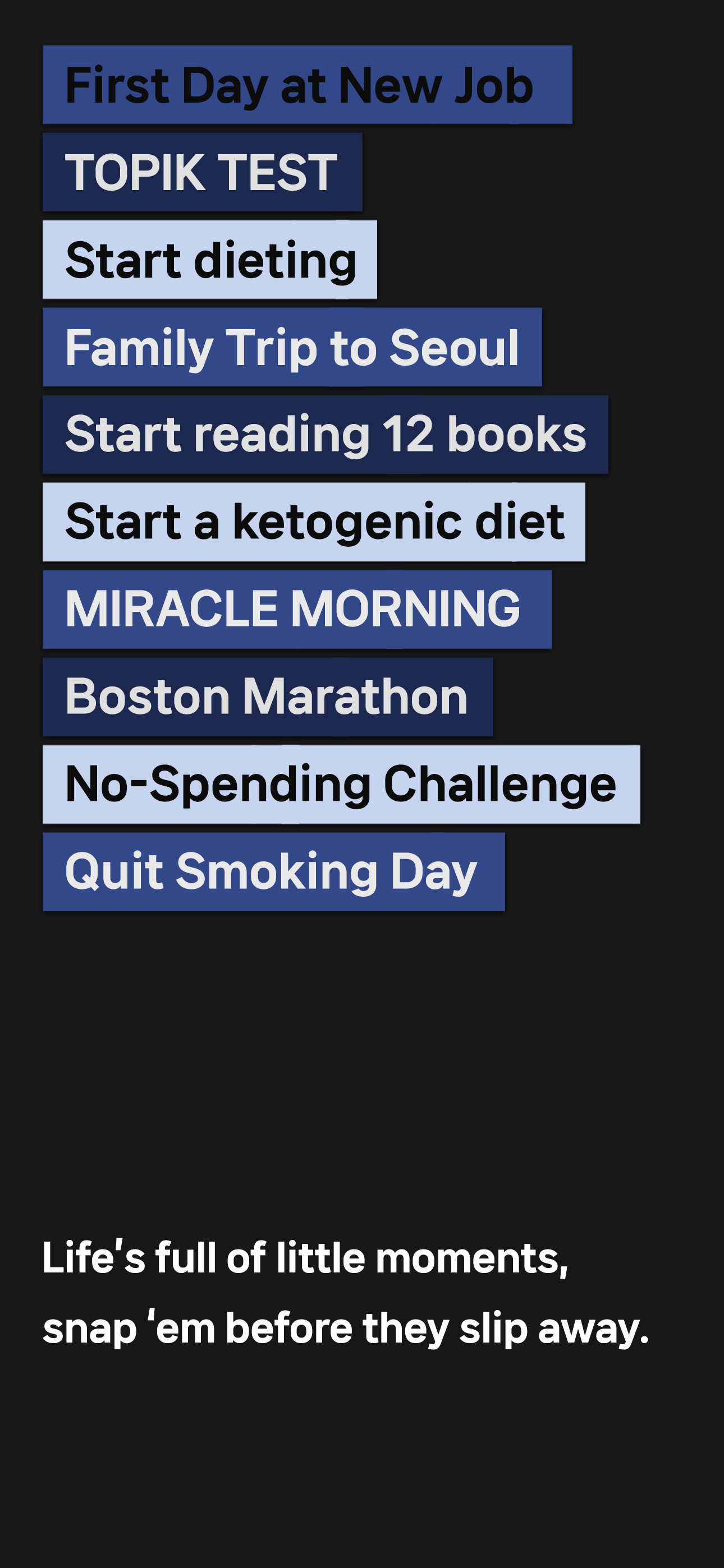 MotionDay main screen - D-Day list and countdown